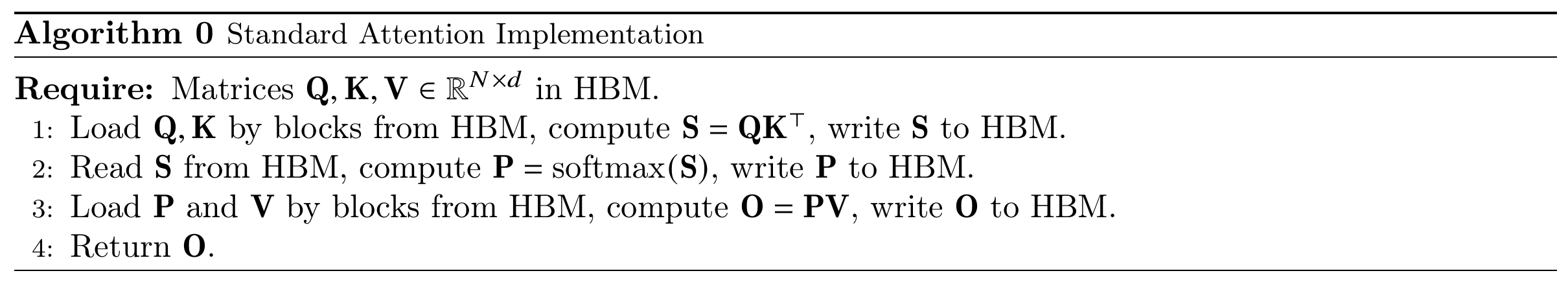 Algorithm 1: Execution flow of standard Attention